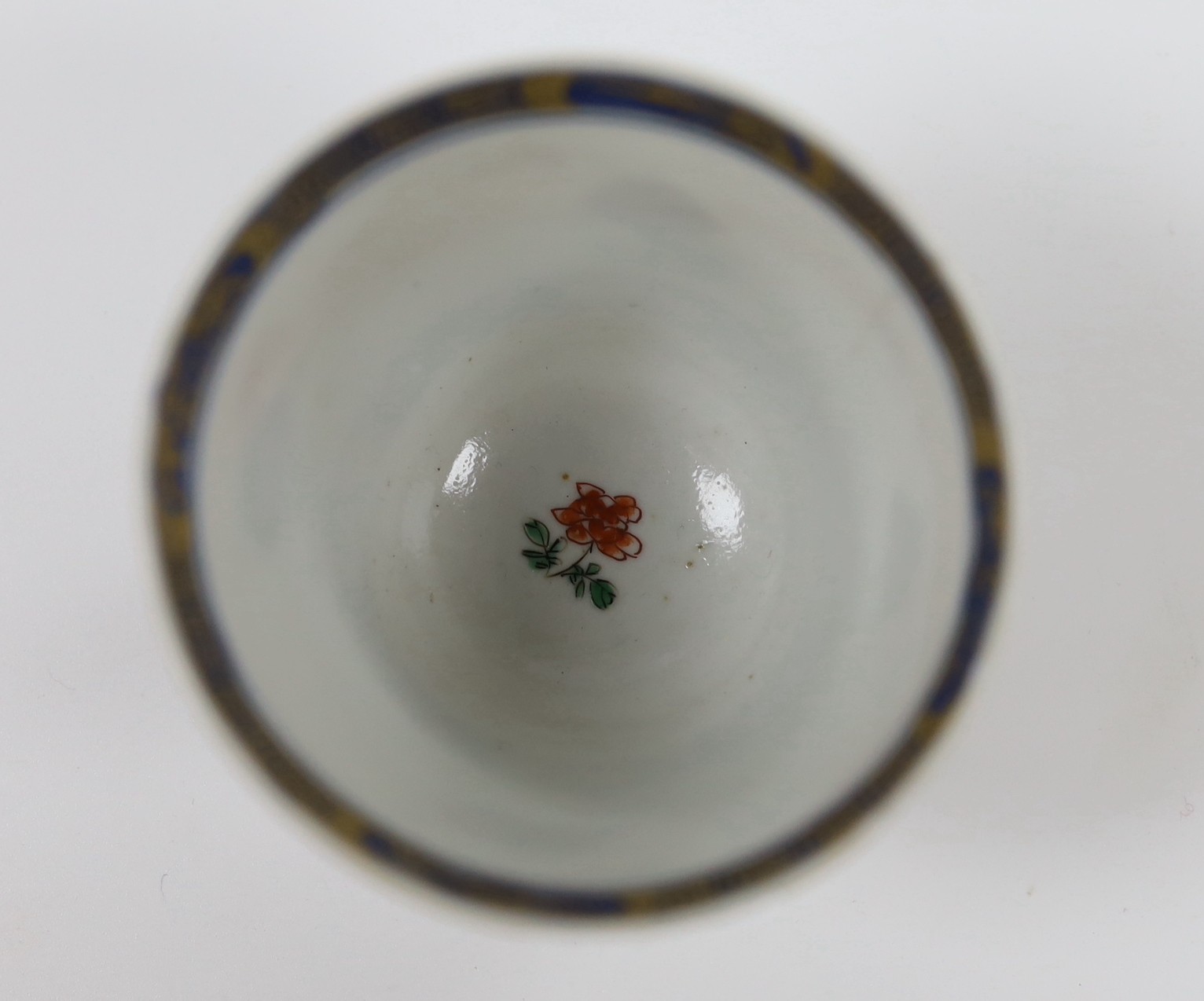 A Chinese Kangxi famille verte tea bowl (hairline crack)